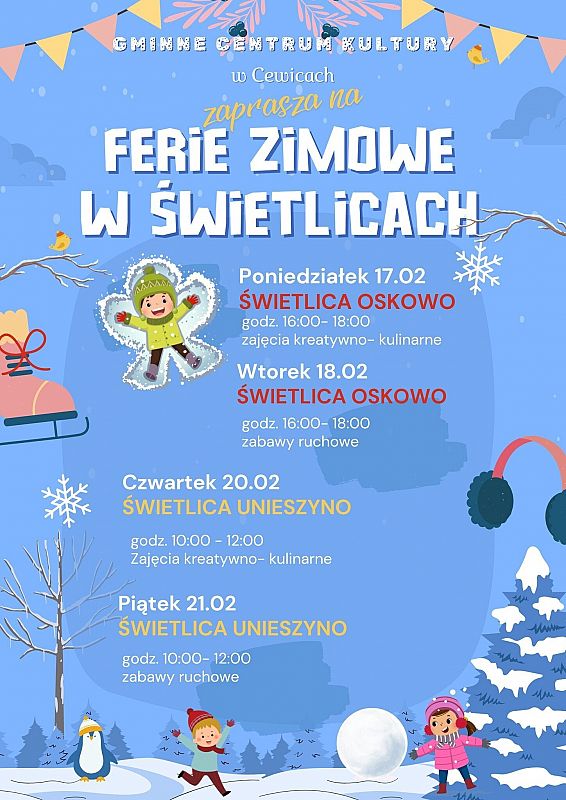 Grafika 1: Ferie zimowe w świetlicach w gminie Cewice