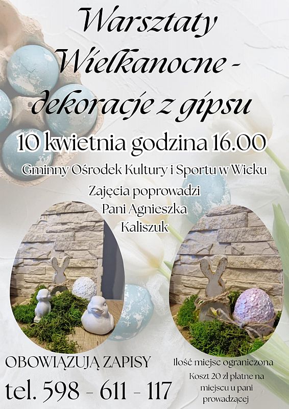 Grafika 1: Warsztaty Wielkanocne w Wicku - dekoracje z gipsu