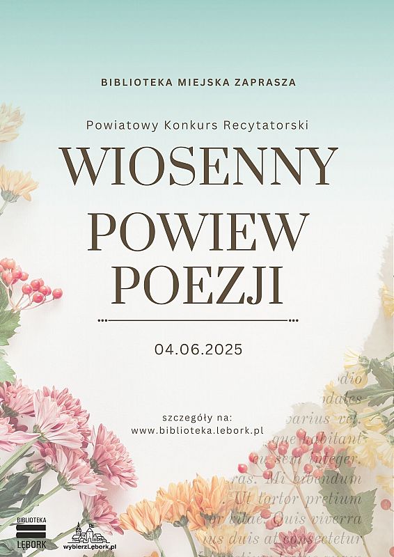 Grafika 1: X Konkurs Recytatorski „Wiosenny Powiew Poezji” im. Gustawa Holoubka