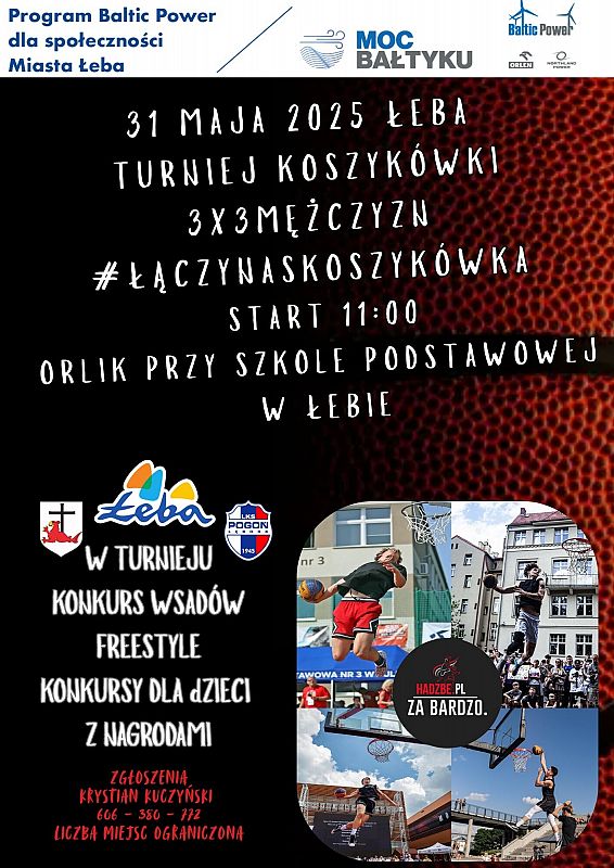 Grafika 1: Turniej koszykówki 3x3 oraz widowiskowy konkurs wsadów w Łebie