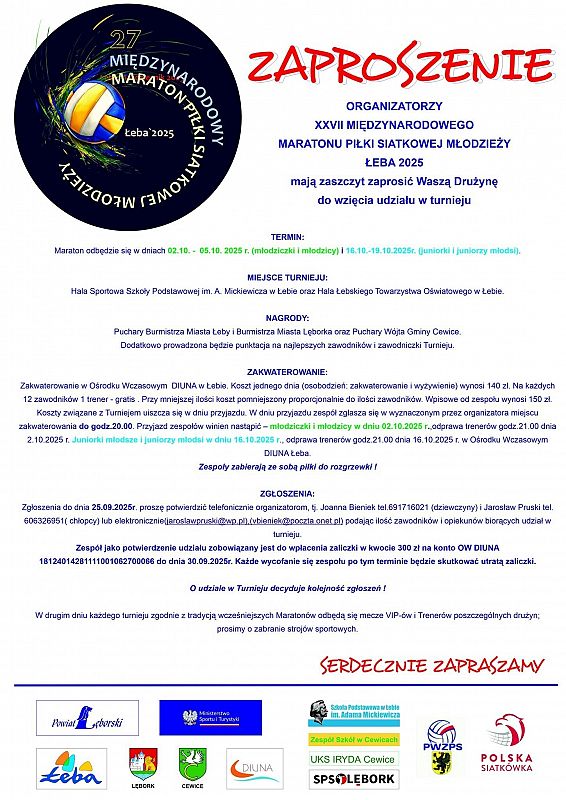 Grafika 1: XXVII Międzynarodowy Maraton Piłki Siatkowej Młodzieży