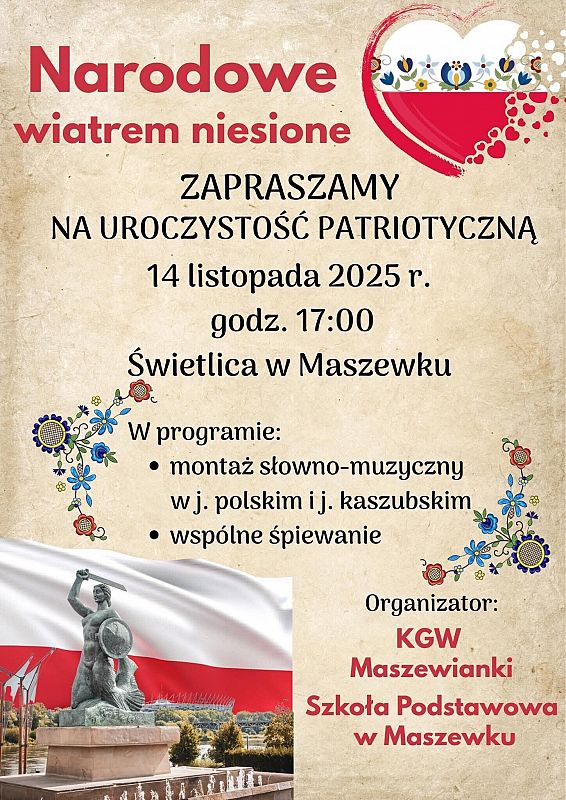 Grafika 1: "Narodowe wiatrem niesione" – uroczystość patriotyczna