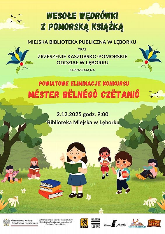 Grafika 1: Powiatowe eliminacje konkursu "Mistrz pięknego czytania" (w jęz. kaszubskim)