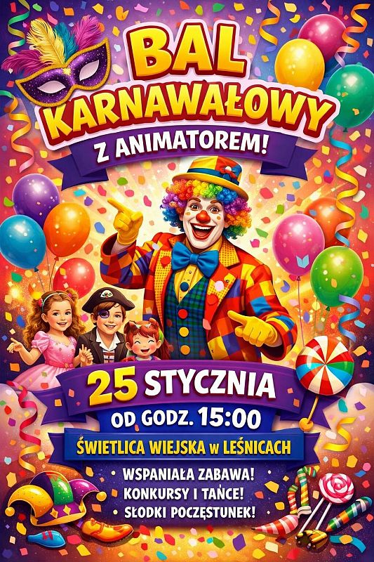 Grafika 1: Bal karnawałowy z animatorem