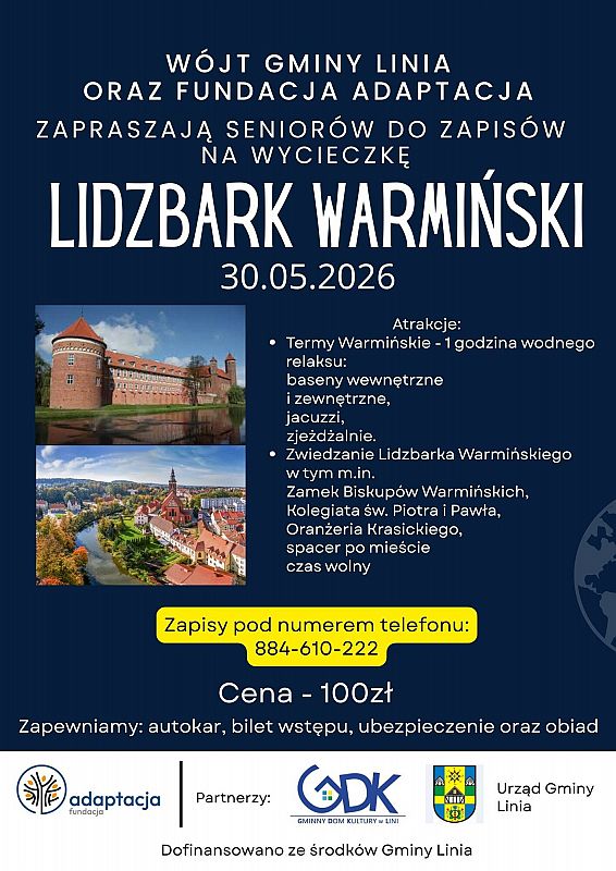 Grafika 1: Wyjazd seniorów na wycieczkę do Lidzbarka Warmińskiego