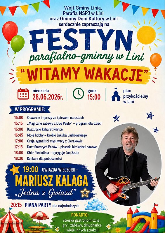 Grafika 1: Festyn Parafialno-Gminny w Lini - „Witamy Wakacje”