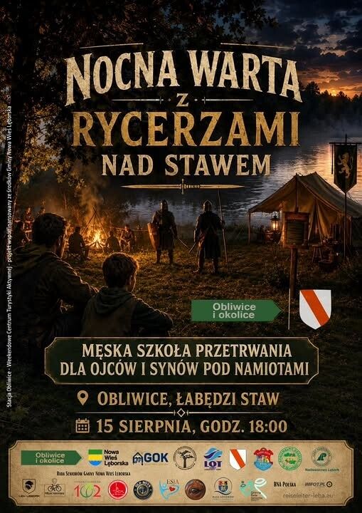 Grafika 1: Nocna warta z rycerzami nad stawem