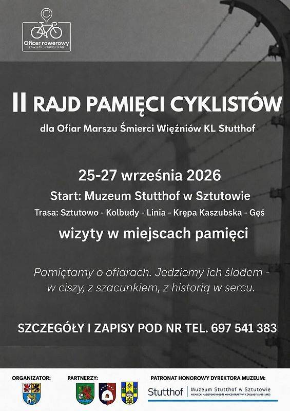 Grafika 1: II Rajd Pamięci Cyklistów dla Ofiar Marszu Śmierci Więźniów KL Stutthof