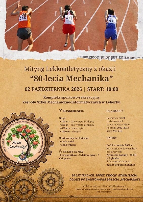 Grafika 1: Mityng Lekkoatletyczny z okazji "80-lecia Mechanika"