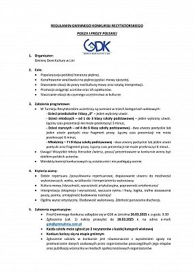 Grafika 2: Gminny Konkurs Recytatorski Poezji i Prozy Polskiej w Lini