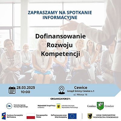 Spotkanie informacyjne w Cewicach dotyczące Programu Dofinansowania Rozwoju Kompetencji grafika