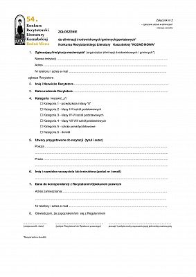 Grafika 5: 54. Konkurs Recytatorski Literatury Kaszubskiej RODNÔ MÒWA - eliminacje gminne w Lini