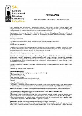 Grafika 2: 54. Konkurs Recytatorski Literatury Kaszubskiej RODNÔ MÒWA - eliminacje gminne w Lini