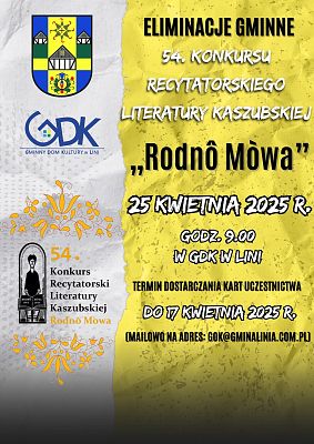 Grafika 1: 54. Konkurs Recytatorski Literatury Kaszubskiej RODNÔ MÒWA - eliminacje gminne w Lini