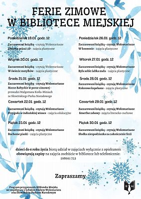 Grafika 1: Ferie zimowe w Bibliotece Miejskiej w Łebie