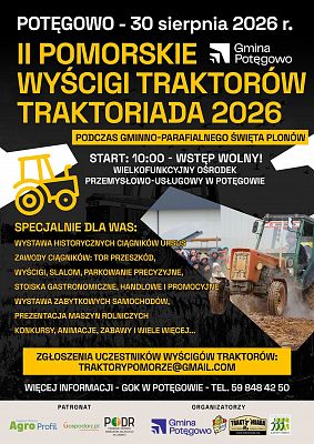 Grafika 2: Dożynki Gminno-Parafialne oraz II Pomorskie Wyścigi Traktorów – TRAKTORIADA 2026